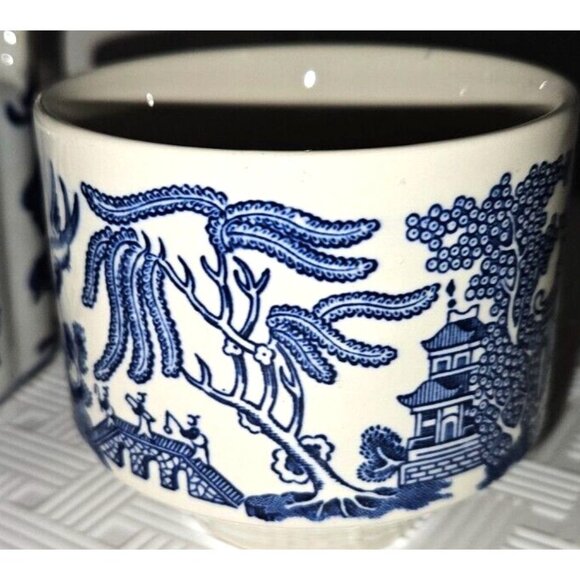 Tea Set Blue White Willow Phoenix Scene Teapot 3 cups - Picture 8 of 9